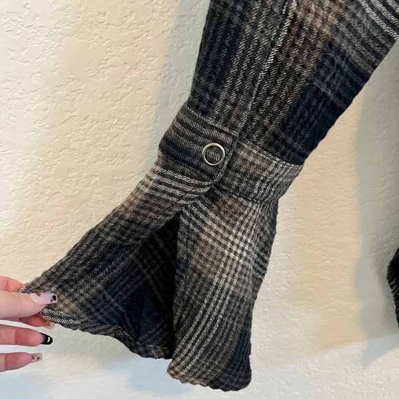 NWOT Free People Willow Plaid Shirt in Black Combo - Picture 7 of 9